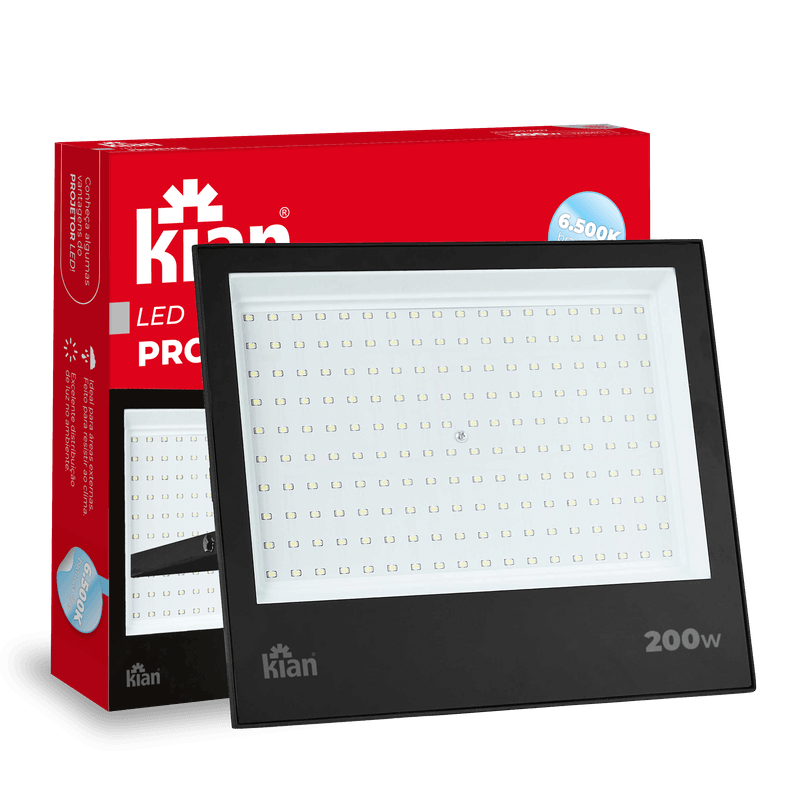 REFLETOR PROJETOR LED 200W 6.500K BRANCO FRIO BIVOLT KIAN